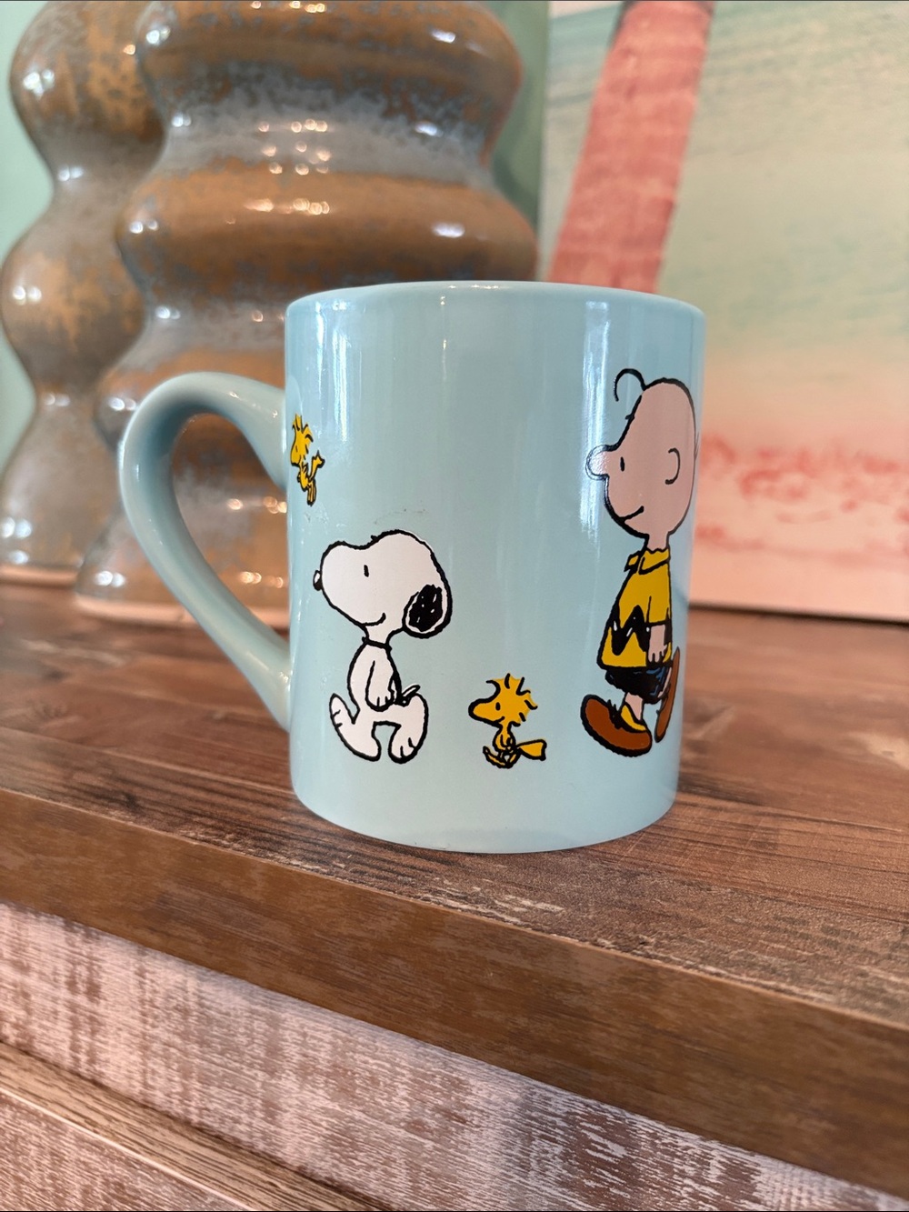 Light Blue Peanuts Character Ceramic Mug great condition